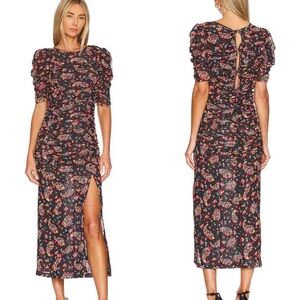 FREE PEOPLE Briella Twilight Combo Ruched Slit Midi Dress